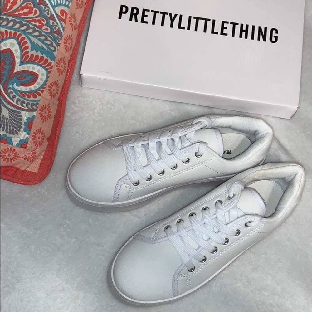 Pretty little thing white platform sneakers!